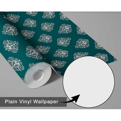 Papel de Parede Boho Estampado em Blocos, Estilo Asiático, Vinil Autoadesivo, Revestimento DIY para Quarto e Sala - Azul - S4Sassy 63,5 cm (L) × 152,4 cm (C) / Azul - Vinil Liso