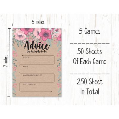 50 Cartões de Jogo Quadrados Kraft Florais em Branco para Preencher Ideias de Presente para Chá de Noiva e Despedida de Solteira - Inkdotpot 12,7 Cm × 17,78 Cm / Bege - Conjunto de Jogos