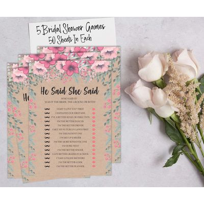 50 Cartões de Jogo Quadrados Kraft Florais em Branco para Preencher Ideias de Presente para Chá de Noiva e Despedida de Solteira - Inkdotpot 12,7 Cm × 17,78 Cm / Bege - Conjunto de Jogos