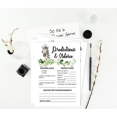 Conjunto com 50 Peças Jogo Alfabeto ABC para Chá de Bebê Tema Filhote de Guepardo e Animais da Selva - Inkdotpot 12,7 Cm × 17,78 Cm / Branco - Palpites do Bebê