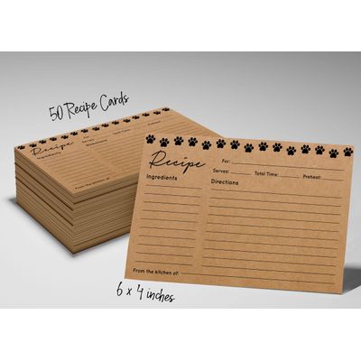 Cartões de Receita 15 x 10 cm Frente Única, Kraft com Estampa de Pata, Casamento, Chá de Noiva e Chá de Bebê, Pacote com 50 - Inkdotpot 15,24 Cm × 10,16 Cm / Marrom