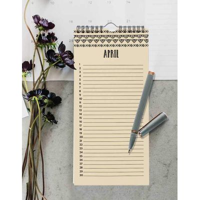 Calendário Perpétuo Rústico Flecha Tribal, Enfeite de Parede de Aniversário e Eventos, Livro/Organizador e Cartão-Presente - Inkdotpot 27,94 Cm × 13,72 Cm / Bege