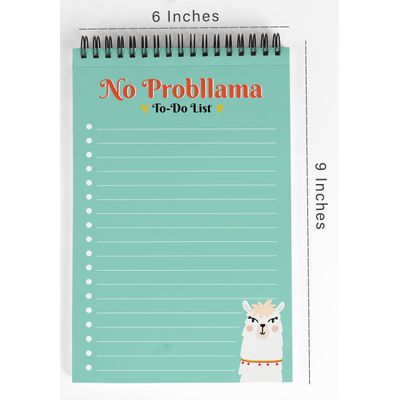 Bloco de Tarefas 15 x 23 cm, Espiral No Probllama Llama, Checklist Diário Destacável, 50 Folhas - Inkdotpot 15,24 Cm × 22,86 Cm / Verde