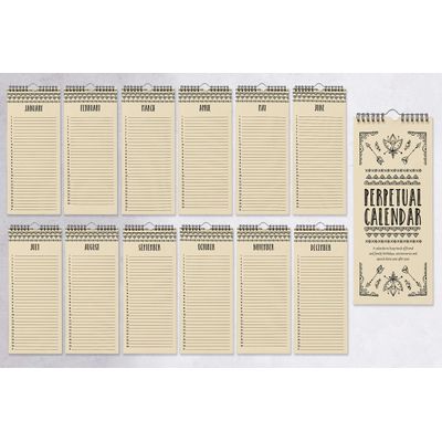 Calendário Perpétuo Rústico Flecha Tribal, Enfeite de Parede de Aniversário e Eventos, Livro/Organizador e Cartão-Presente - Inkdotpot 27,94 Cm × 13,72 Cm / Bege