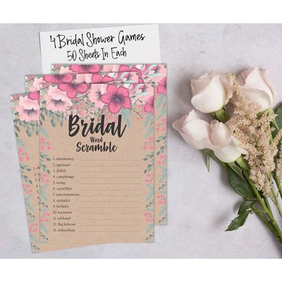 50 Cartões de Jogo Quadrados Kraft Florais em Branco para Preencher Ideias de Presente para Chá de Noiva e Despedida de Solteira - Inkdotpot 12,7 Cm × 17,78 Cm / Bege - Conjunto de 4