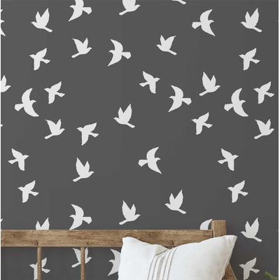 Papel de Parede Pássaros e Flores Cinza, Vinil Autoadesivo, Revestimento Decorativo, Aplicação DIY Fácil para Quarto e Sala - S4Sassy 63,5 cm (L) × 152,4 cm (C) / Cinza - Vinil Texturizado