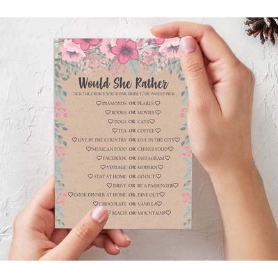 50 Cartões de Jogo Quadrados Kraft Florais em Branco para Preencher Ideias de Presente para Chá de Noiva e Despedida de Solteira - Inkdotpot 12,7 Cm × 17,78 Cm / Bege - Conjunto de 4