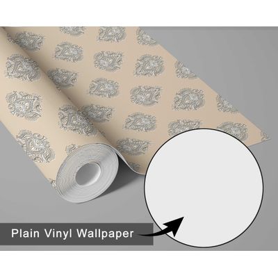 Papel de Parede com Estampa Boho em Blocos, Estilo Asiático, Vinil Autoadesivo, Fácil Aplicação para Quarto e Sala - Bege - S4Sassy 63,5 cm (L) × 609,6 cm (C) / Bege - Vinil Texturizado