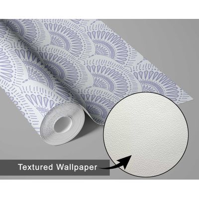 Papel de Parede Leque Radial Estilo Asiático Autoadesivo, Revestimento Decorativo, Decoração DIY Fácil para Quarto e Sala, Roxo - S4Sassy 63,5 cm (L) × 152,4 cm (C) / Roxo - Vinil Texturizado