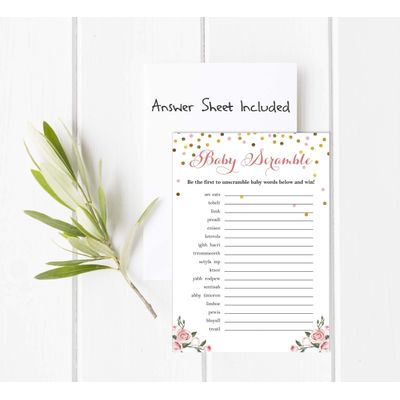 Conjunto com 50 Confetes para Chá de Bebê e Revelação do Sexo, Cartões ABC É Menino / É Menina Acessórios para Festa - Inkdotpot 12,7 Cm × 17,78 Cm / Branco - Jogo de Palavras do Bebê