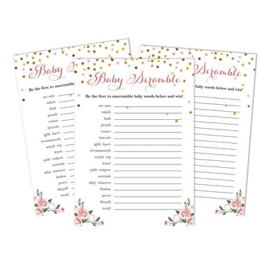 Conjunto com 50 Confetes para Chá de Bebê e Revelação do Sexo, Cartões ABC É Menino / É Menina Acessórios para Festa - Inkdotpot 12,7 Cm × 17,78 Cm / Branco - Jogo de Palavras do Bebê