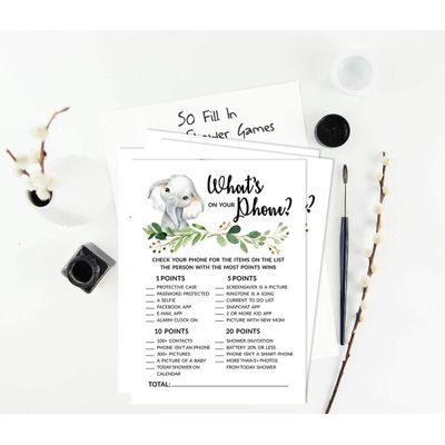 Conjunto com 50 Peças Jogo Alfabeto ABC para Chá de Bebê Tema Filhote de Guepardo e Animais da Selva - Inkdotpot 12,7 Cm × 17,78 Cm / Branco - O Que Tem no Seu Celular