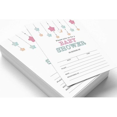 30 Cartões para Chá de Bebê Estilo Preenchível Brilha, Brilha, Estrelinha Neutro e em Branco - Inkdotpot 12,7 Cm × 17,78 Cm / Branco - Conjunto