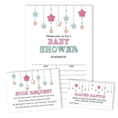 30 Cartões para Chá de Bebê Estilo Preenchível Brilha, Brilha, Estrelinha Neutro e em Branco - Inkdotpot 12,7 Cm × 17,78 Cm / Branco - Conjunto