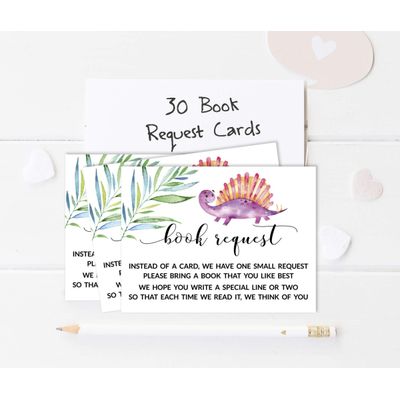 30 Cartões de Jogo para Chá de Bebê - Dinossauros e Animais da Selva - Inkdotpot 12,7 Cm × 17,78 Cm / Branco - Conjunto
