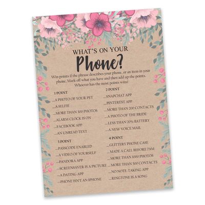50 Cartões de Jogo Quadrados Kraft Florais em Branco para Preencher Ideias de Presente para Chá de Noiva e Despedida de Solteira - Inkdotpot 12,7 Cm × 17,78 Cm / Bege - O Que Tem no Seu Celular