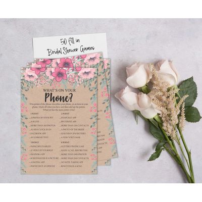 50 Cartões de Jogo Quadrados Kraft Florais em Branco para Preencher Ideias de Presente para Chá de Noiva e Despedida de Solteira - Inkdotpot 12,7 Cm × 17,78 Cm / Bege - O Que Tem no Seu Celular