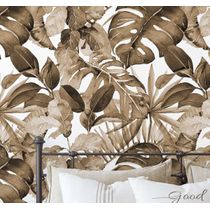Papel de Parede Monocromático de Folhas Tropicais Marrom, Vinílico Autoadesivo, Faça Você Mesmo para Quarto e Sala - S4Sassy