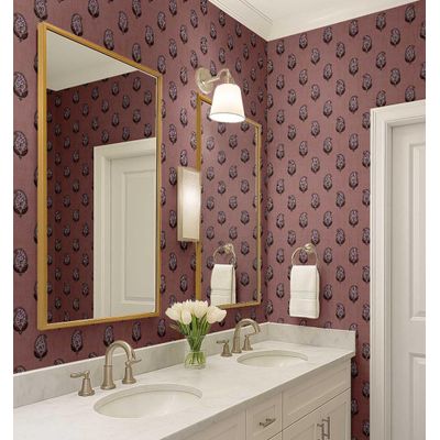 Papel de Parede Paisley Estampa em Bloco Estilo Asiático, Vinil Autoadesivo Liso, Fácil Aplicação para Quarto e Sala, Marrom - S4Sassy 63,5 cm (L) × 304,8 cm (C) / Marrom - Vinil Liso