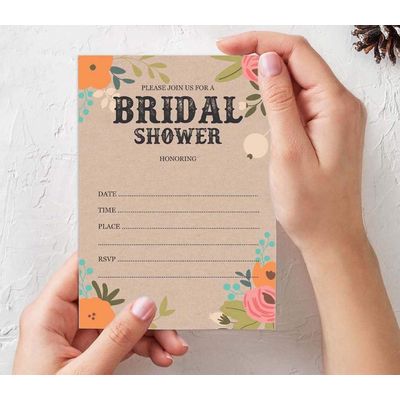 50 Cartões de Jogo Quadrados em Branco para Chá de Noiva/Despedida de Solteira Ideias de Presente Kraft Rústico Floral a Granel - Inkdotpot 12,7 Cm × 17,78 Cm / Bege - O Que Tem na Sua Bolsa