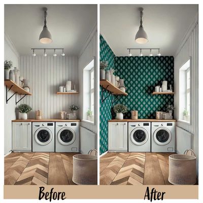 Papel de Parede Boho Estampado em Blocos, Estilo Asiático, Vinil Autoadesivo, Revestimento DIY para Quarto e Sala - Azul - S4Sassy 63,5 cm (L) × 152,4 cm (C) / Azul - Vinil Texturizado