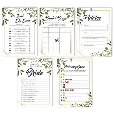 Cartões de Jogo Quadrados em Branco para Chá de Noiva e Despedida de Solteira, 50 Peças, Tema Folhagens - Inkdotpot 12,7 Cm × 17,78 Cm / Branco - Conjunto de Jogos