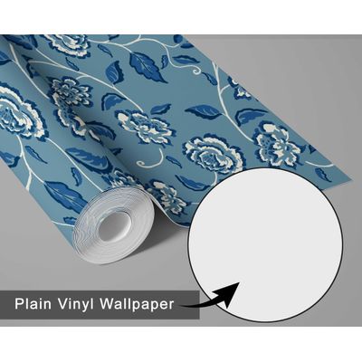 Vinil Autoadesivo Azul com Vinhas de Rosas, à Prova d'Água, Removível, Estilo Asiático para Quarto/Sala/Armários/Aluguel - S4Sassy 63,5 cm (L) × 304,8 cm (C) / Azul - Vinil Liso