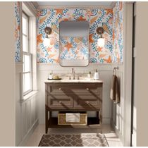 Papel de Parede Vinílico Autoadesivo Removível Estrelas-do-Mar e Conchas Lúdicas, Mural Laranja para Banheiro Lavanderia e Closet - S4Sassy