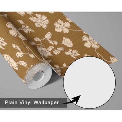 Papel de Parede Autoadesivo Removível Floral Esboçado, Mural Instantâneo Marrom para Quarto, Banheiro, Lavanderia, Closet - S4Sassy 63,5 cm (L) × 609,6 cm (C) / Marrom - Vinil Liso