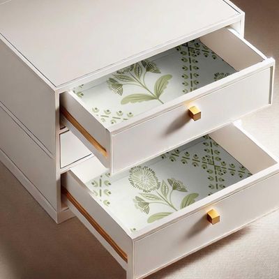 Revestimento Autoadesivo Removível Floral Diagonal Buti, Mural Estilo Asiático Para Banheiro, Lavanderia e Armário, Vinil Verde - S4Sassy 63,5 cm (L) × 609,6 cm (C) / Verde - Vinil Liso