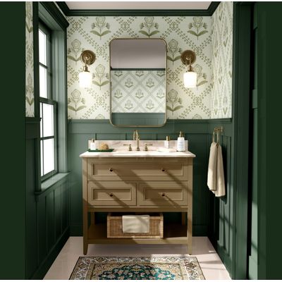 Revestimento Autoadesivo Removível Floral Diagonal Buti, Mural Estilo Asiático Para Banheiro, Lavanderia e Armário, Vinil Verde - S4Sassy 63,5 cm (L) × 152,4 cm (C) / Verde - Vinil Texturizado