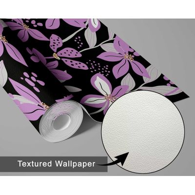 Papel de Parede Autoadesivo Removível Pétalas Douradas, Mural Roxo Instantâneo para Quarto, Banheiro, Lavanderia e Closet - S4Sassy 63,5 cm (L) × 152,4 cm (C) / Roxo - Vinil Texturizado