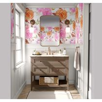 Papel de Parede Buquê de Rosas Aquarela Rosa Autoadesivo em Vinil Decorativo Fácil DIY Para Quarto e Sala - S4Sassy