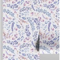 Papel de Parede Vinílico Autoadesivo Botânico Azul com Folhas Aquareladas, Decoração DIY Fácil para Quarto e Sala - S4Sassy