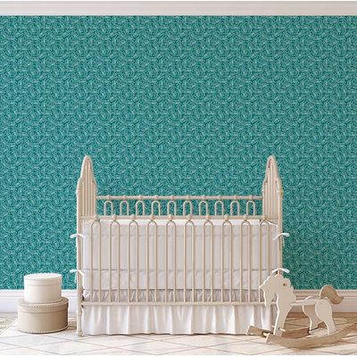 Papel de Parede Estampa Folha de Videira, Estilo Asiático, Autoadesivo, Decoração DIY para Quarto e Sala, Verde - S4Sassy 63,5 cm (L) × 304,8 cm (C) / Verde - Vinil Liso