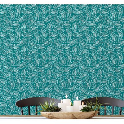 Papel de Parede Estampa Folha de Videira, Estilo Asiático, Autoadesivo, Decoração DIY para Quarto e Sala, Verde - S4Sassy 63,5 cm (L) × 304,8 cm (C) / Verde - Vinil Liso