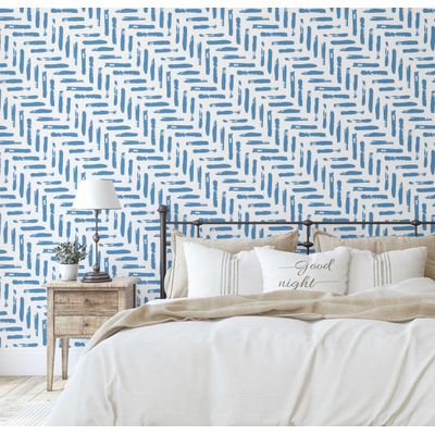 Papel Contact Azul Removível Contemporâneo, Estampa de Traço Pincelado, Paredes/Armários/Cômoda, Vinílico Autoadesivo Impermeável - S4sassy 63,5 cm (L) × 304,8 cm (C) / Azul - Vinil Liso