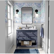 Adesivo de Parede Azul Contemporâneo Removível, Rolo Vinílico Autoadesivo Impermeável com Motivos Étnicos para Armários e Cômoda - S4Sassy