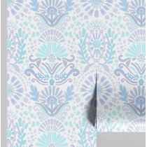 Adesivo de Parede Azul Contemporâneo Removível, Rolo Vinílico Autoadesivo Impermeável com Motivos Étnicos para Armários e Cômoda - S4Sassy