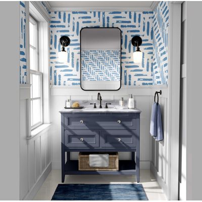 Papel Contact Azul Removível Contemporâneo, Estampa de Traço Pincelado, Paredes/Armários/Cômoda, Vinílico Autoadesivo Impermeável - S4sassy 63,5 cm (L) × 304,8 cm (C) / Azul - Vinil Liso