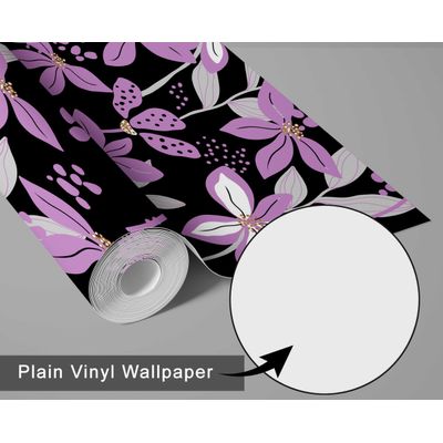 Papel de Parede Autoadesivo Removível Pétalas Douradas, Mural Roxo Instantâneo para Quarto, Banheiro, Lavanderia e Closet - S4Sassy 63,5 cm (L) × 152,4 cm (C) / Roxo - Vinil Liso