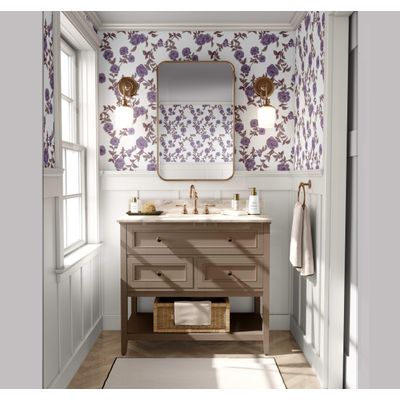 Papel de Parede Vinílico Autoadesivo Removível, à prova d'água, Estampa Midnight Blossom para Paredes, Armários e Cômoda, Roxo - S4Sassy 63,5 cm (L) × 609,6 cm (C) / Roxo - Vinil Liso