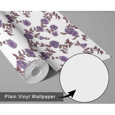 Papel de Parede Vinílico Autoadesivo Removível, à prova d'água, Estampa Midnight Blossom para Paredes, Armários e Cômoda, Roxo - S4Sassy 63,5 cm (L) × 609,6 cm (C) / Roxo - Vinil Liso