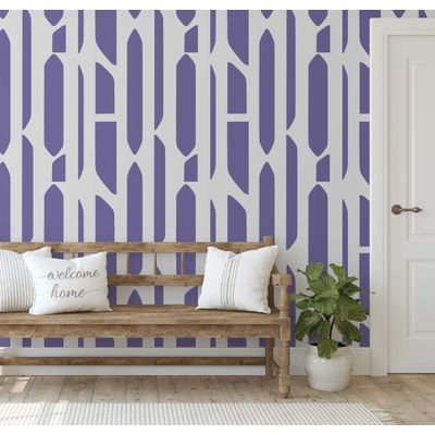 Adesivo Removível Roxo Contemporâneo, Papel Contact Galhos Geométricos p/ Paredes e Móveis, Rolo Vinílico Autoadesivo Impermeável - S4sassy 63,5 cm (L) × 152,4 cm (C) / Roxo - Vinil Texturizado