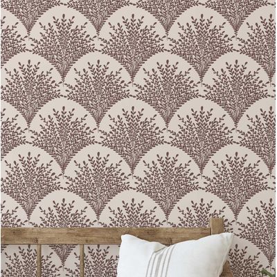 Papel de Parede Autoadesivo Removível Mural com Estampa Botânica em Arco Marrom para Parede de Entrada e Decoração de Escritório - S4sassy 63,5 cm (L) × 304,8 cm (C) / Marrom - Vinil Liso