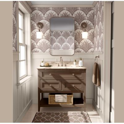 Papel de Parede Autoadesivo Removível Mural com Estampa Botânica em Arco Marrom para Parede de Entrada e Decoração de Escritório - S4sassy 63,5 cm (L) × 304,8 cm (C) / Marrom - Vinil Liso