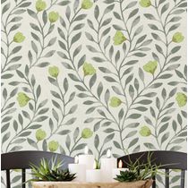 Papel Contact Vinílico Autoadesivo Removível, Impermeável, Tema Natureza, Folhas Verdes para Paredes, Armários e Cômoda - S4sassy