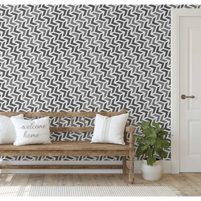 Papel de Parede Autoadesivo Impermeável com Estampa de Flechas Intertravadas, Cinza, Removível para Quarto e Sala de Jantar - S4sassy 63,5 cm (L) × 304,8 cm (C) / Cinza - Vinil Liso