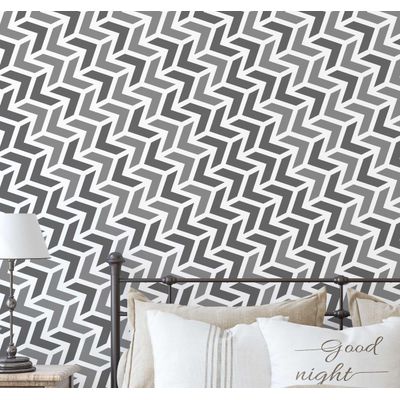 Papel de Parede Autoadesivo Impermeável com Estampa de Flechas Intertravadas, Cinza, Removível para Quarto e Sala de Jantar - S4sassy 63,5 cm (L) × 304,8 cm (C) / Cinza - Vinil Liso