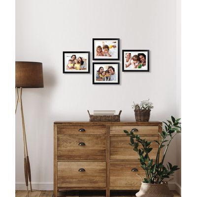 Moldura de Foto em Madeira para Mesa e Parede Pequena Preta - Pacote com 4 - Traceease 25,4 Cm × 30,48 Cm / Preto